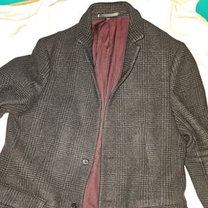 XL (44) Gray Plaid All Saints Wool blend overcoat excellent condition